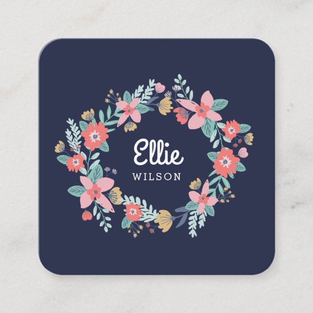 Tarjeta De Visita Cuadrada Guirnalda del jardín (Anverso)