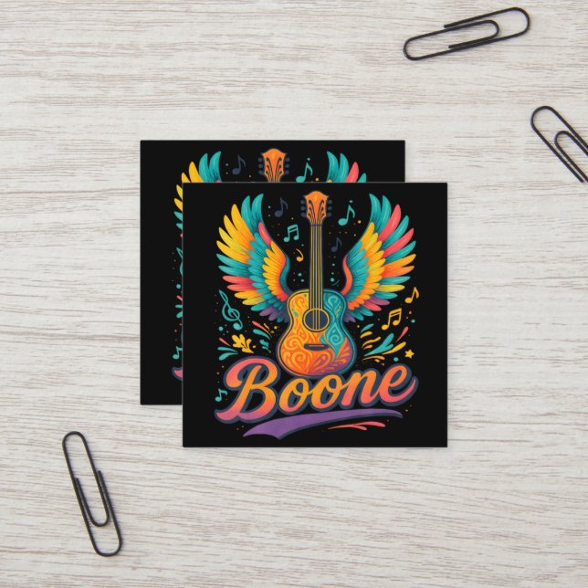 Tarjeta De Visita Cuadrada Guitarra Boone (Anverso/Reverso In Situ)