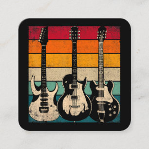 Tarjeta De Visita Cuadrada Guitarra retro