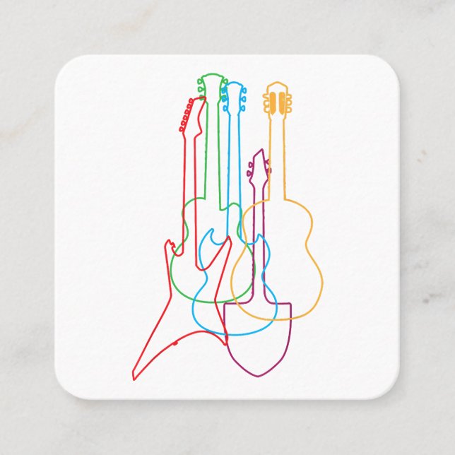 Tarjeta De Visita Cuadrada Guitars Regalo clásico eléctrico acústico (Anverso)