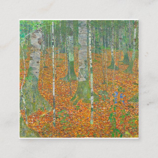 Tarjeta De Visita Cuadrada Gustav Klimt - Bosque Birch (Anverso)