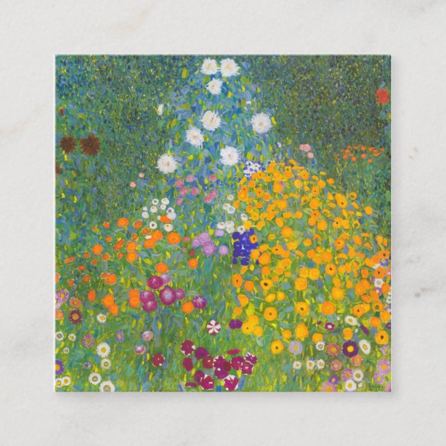Tarjeta De Visita Cuadrada Gustav Klimt Cottage Garden (Anverso)