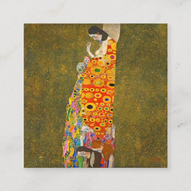 Tarjeta De Visita Cuadrada Gustav Klimt Hope II (Anverso)