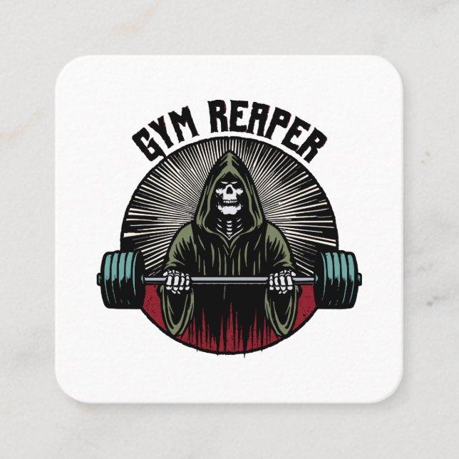Tarjeta De Visita Cuadrada Gym Reaper Workout (Anverso)