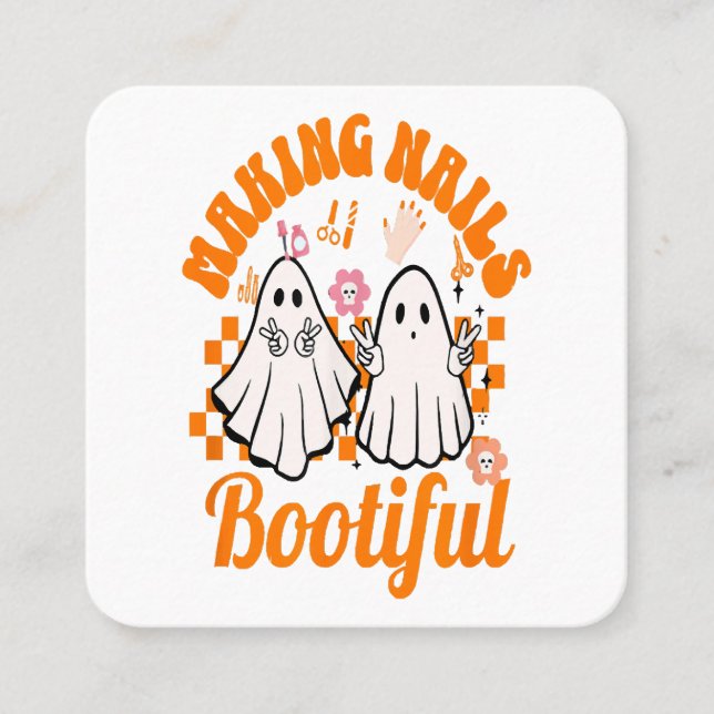 Tarjeta De Visita Cuadrada haciendo uñas bootiful halloween (Anverso)