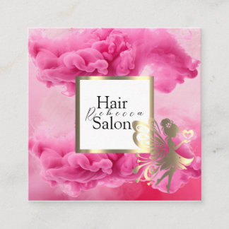 Tarjeta De Visita Cuadrada Hair Salon Colorful Typography Modern Hairstylist