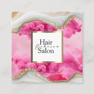 Tarjeta De Visita Cuadrada Hair Salon Colorful Typography Modern Hairstylist