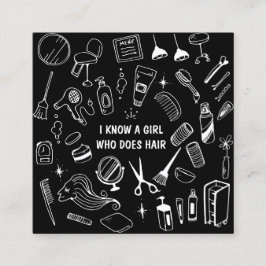 Tarjeta De Visita Cuadrada Hair Salon Stylist Black
