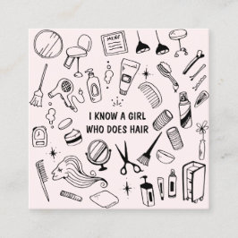 Tarjeta De Visita Cuadrada Hair Salon Stylist Pink