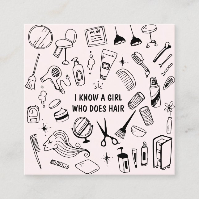 Tarjeta De Visita Cuadrada Hair Salon Stylist Pink (Anverso)