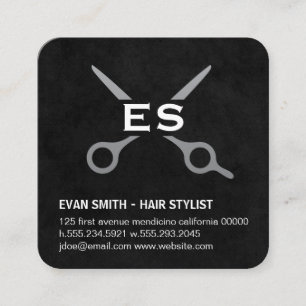 Tarjeta De Visita Cuadrada Hair Stylist   Inicial   Barber