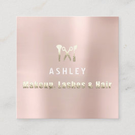 Tarjeta De Visita Cuadrada Hair Stylist Salon Makeup Lashes Cita Rubor