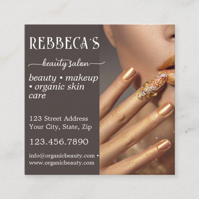 Tarjeta De Visita Cuadrada Hairdresser Nails Makeup Eyelash QR Code (Anverso)