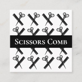 Tarjeta De Visita Cuadrada Hairstylist Scissors Comb Hairstylist Salon