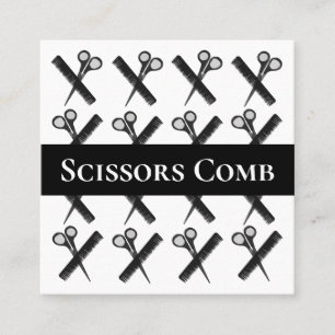 Tarjeta De Visita Cuadrada Hairstylist Scissors Comb Hairstylist Salon