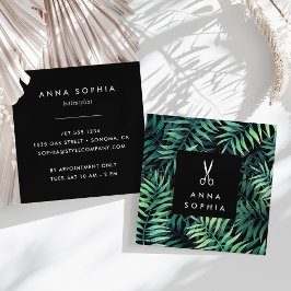 Tarjeta De Visita Cuadrada Hairstylista Botánico Tropical