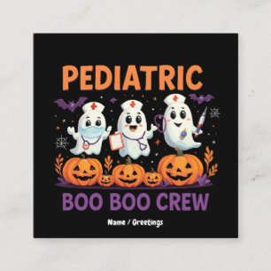 Tarjeta De Visita Cuadrada Halloween Enfermera Pediátrica Boo Crew Funny Spoo