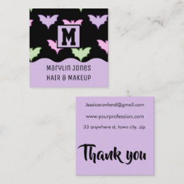 TARJETA DE VISITA CUADRADA HALLOWEEN NEON BATS