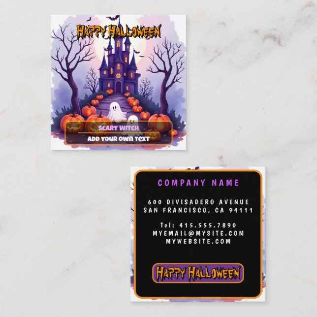Tarjeta De Visita Cuadrada Halloween Spooky Cute Popular Collection (Anverso / Reverso)