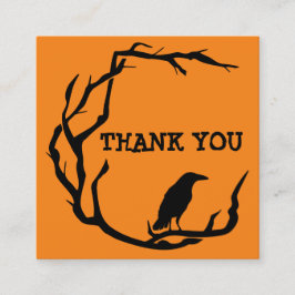 Tarjeta De Visita Cuadrada Halloween Wreath Crow gracias por tu pedido Sq