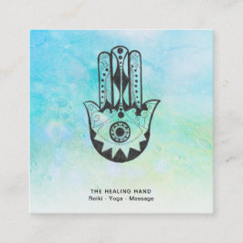 Tarjeta De Visita Cuadrada *~* Hamsa | Mano de Fátima | Cráteres de Moon Yoga
