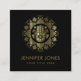 Tarjeta De Visita Cuadrada Hamsa Mano-Mano de Fatima en Lotus mandala