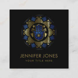 Tarjeta De Visita Cuadrada Hamsa Mano-Mano de Fatima en Lotus mandala