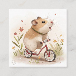 Tarjeta De Visita Cuadrada Hamster en bicicleta