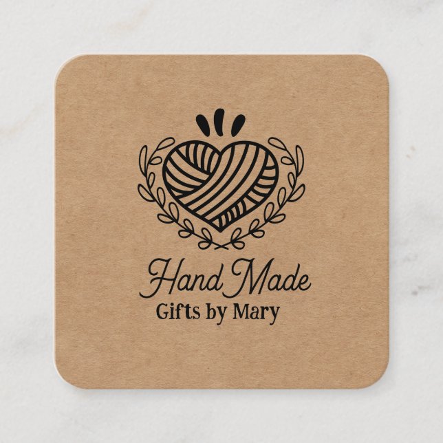 Tarjeta De Visita Cuadrada Handmade crafts brown paper rustic calling card (Anverso)