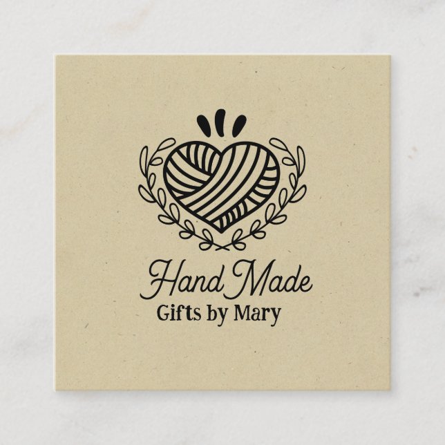 Tarjeta De Visita Cuadrada Handmade crafts paper rustic calling card (Anverso)