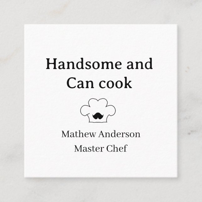 Tarjeta De Visita Cuadrada handsome and can cook master chef man kitchen king (Anverso)