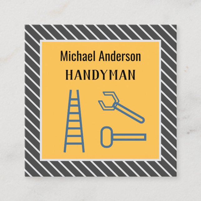 Tarjeta De Visita Cuadrada Handyman Modern Stylish Personalizado de promoción (Anverso)