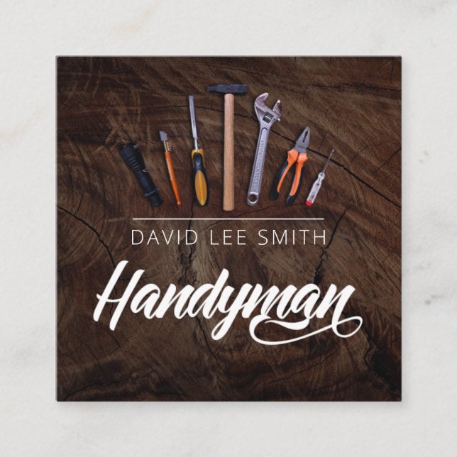Tarjeta De Visita Cuadrada Handyman Services (Anverso)