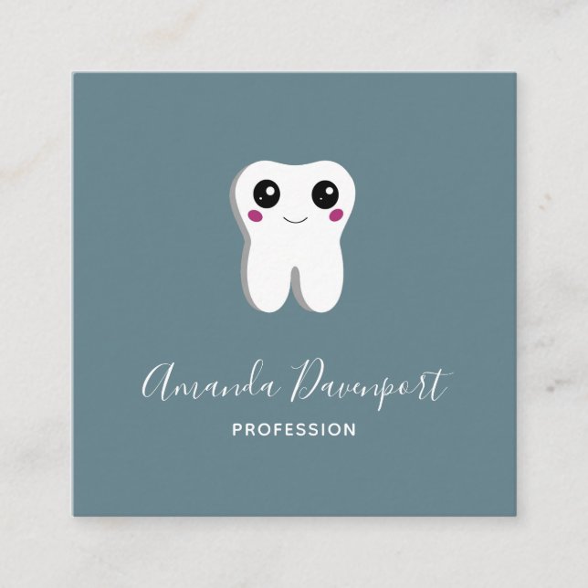 Tarjeta De Visita Cuadrada Happy Dental Tooth Smite (Anverso)