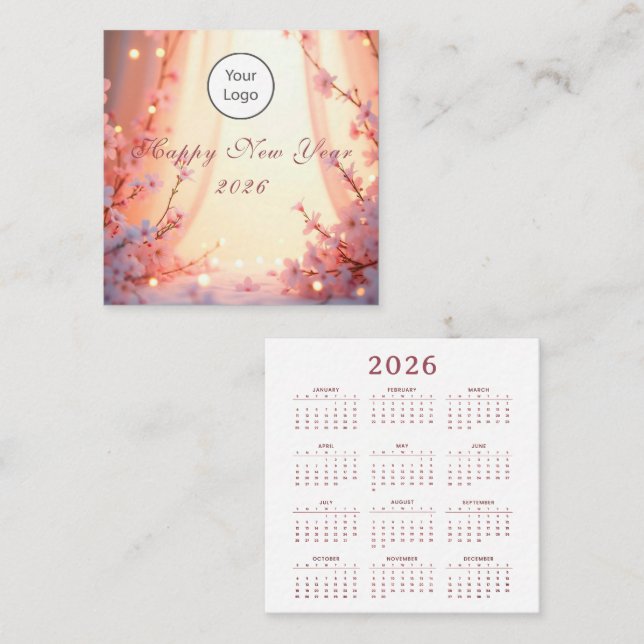 Tarjeta De Visita Cuadrada Happy New Year 2026 (Anverso / Reverso)