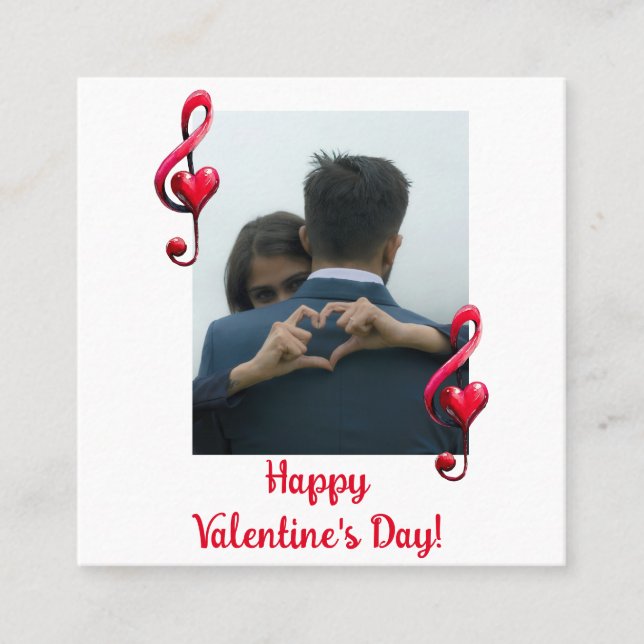 Tarjeta De Visita Cuadrada Happy Valentine’s Day Music of Love (Anverso)