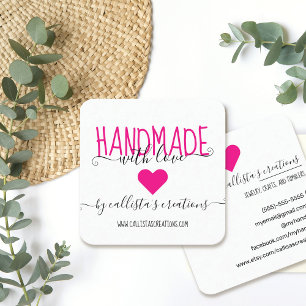 Tarjeta De Visita Cuadrada Hecha a mano con amor Etsy Home Crafter Art Fair