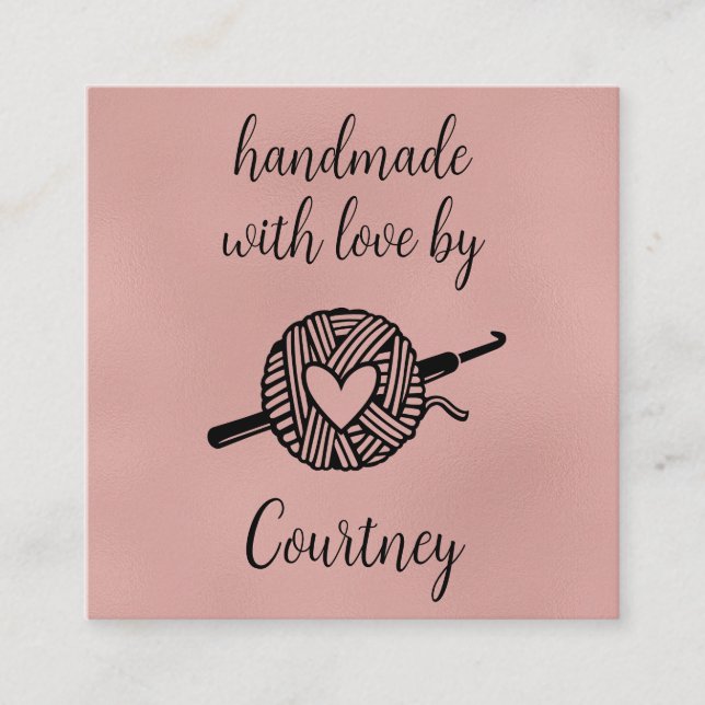Tarjeta De Visita Cuadrada Hecho a Mano con Amor (Anverso)