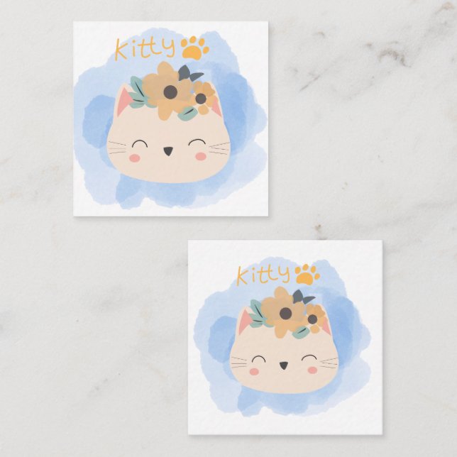 Tarjeta De Visita Cuadrada Hello Kitty (Anverso / Reverso)