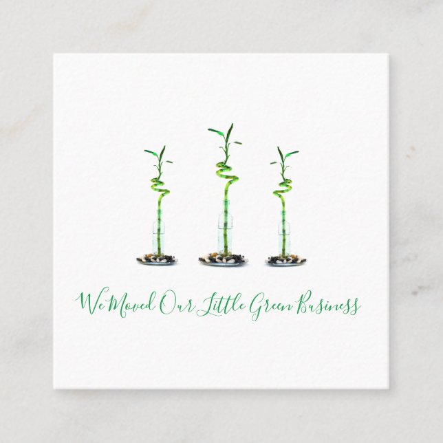 Tarjeta De Visita Cuadrada Hemos movido la nueva dirección de negocio Lucky B (Anverso)