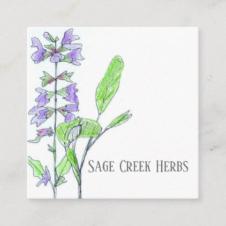 Tarjeta De Visita Cuadrada Herb Business Sage Farm Medicina Culinaria