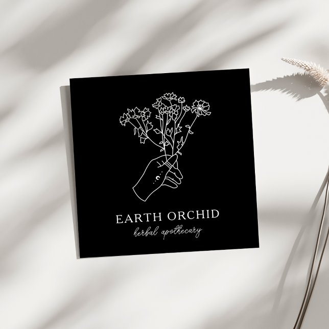 Tarjeta de visita cuadrada herbal + floral apothec (Subido por el creador)