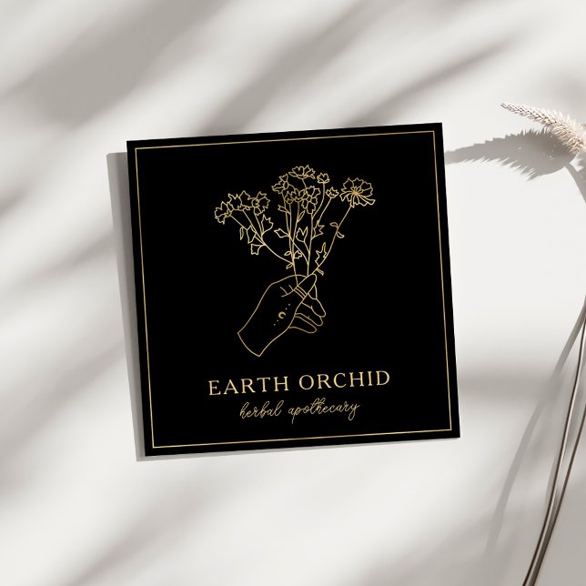 Tarjeta de visita cuadrada herbal + floral apothec (Subido por el creador)