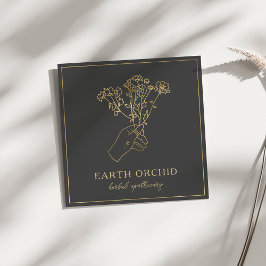 Tarjeta De Visita Cuadrada Herbal + Floral Apothecary Gold Square Business Ca