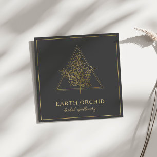 Tarjeta De Visita Cuadrada Herbal + Floral de oro apoteórico