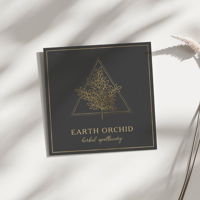 Tarjeta De Visita Cuadrada Herbal + Floral de oro apoteórico (Subido por el creador)