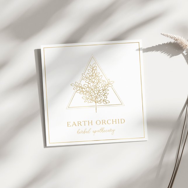 Tarjeta De Visita Cuadrada Herbal + Floral de oro apoteórico (Subido por el creador)