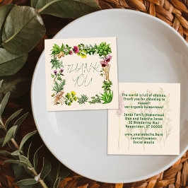 Tarjeta De Visita Cuadrada Herbal Goodness Small Thank You Customer Insert