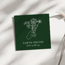 Tarjeta De Visita Cuadrada Herbal + Verde Apoteórico