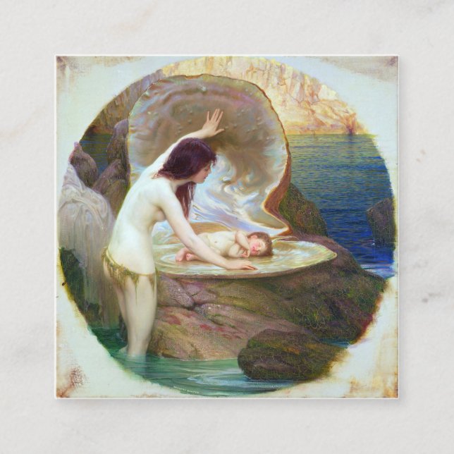 Tarjeta De Visita Cuadrada Herbert James Draper - A Water Baby 1900 (Anverso)